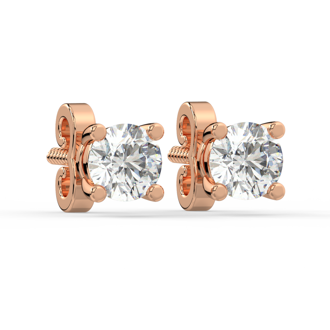 Solitaire Round Lab Grown Diamond Studs Earrings by Stefee