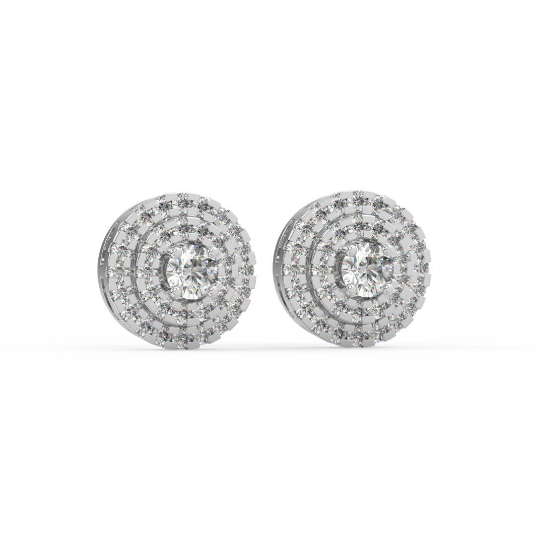 Double Round Halo Lab Grown Diamond Studs Earrings by Stefee