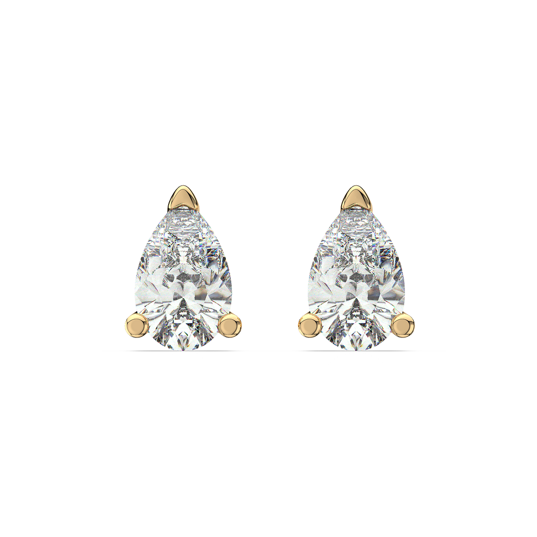 Solitaire Pear Lab Grown Diamond Studs Earrings by Stefee