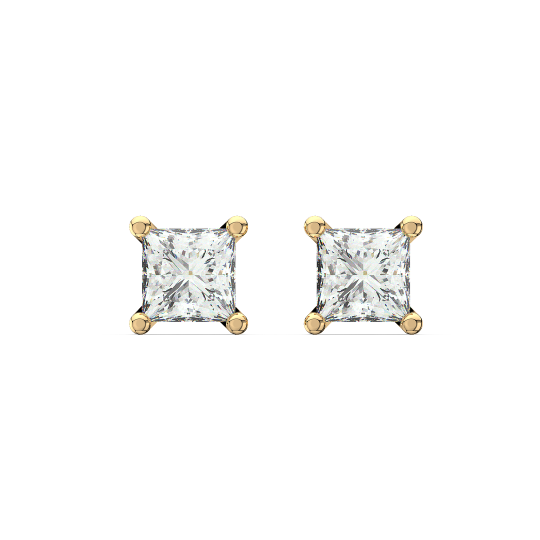 Solitaire Princess Lab Grown Diamond Studs Earrings by Stefee