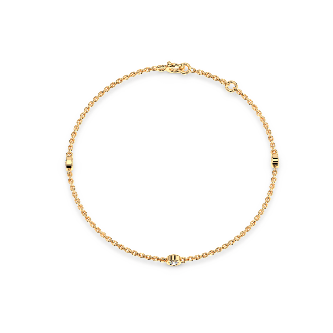 Bezel Set 3  Lab Grown Diamond Bracelet by Stefee