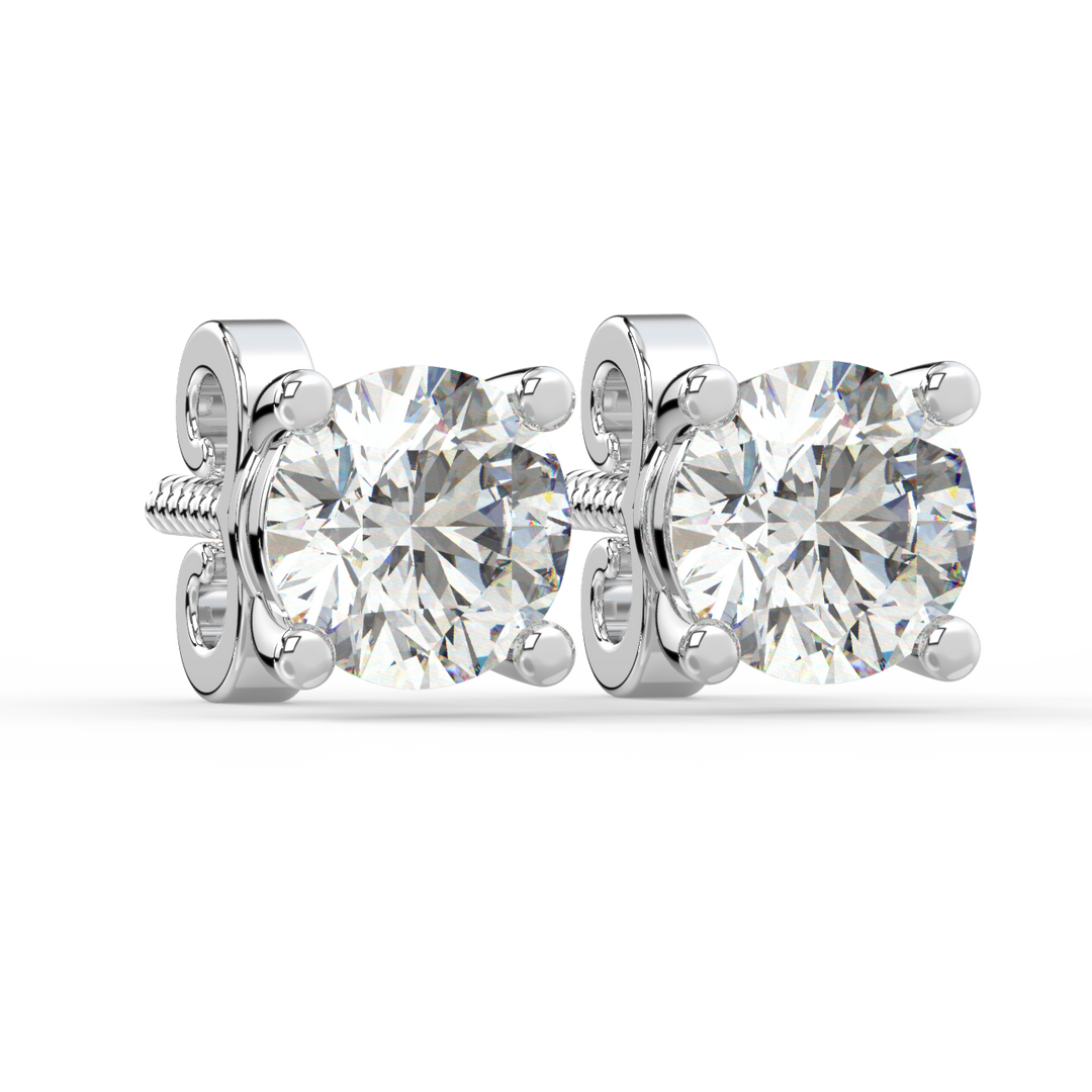 Solitaire Round Lab Grown Diamond Studs Earrings by Stefee