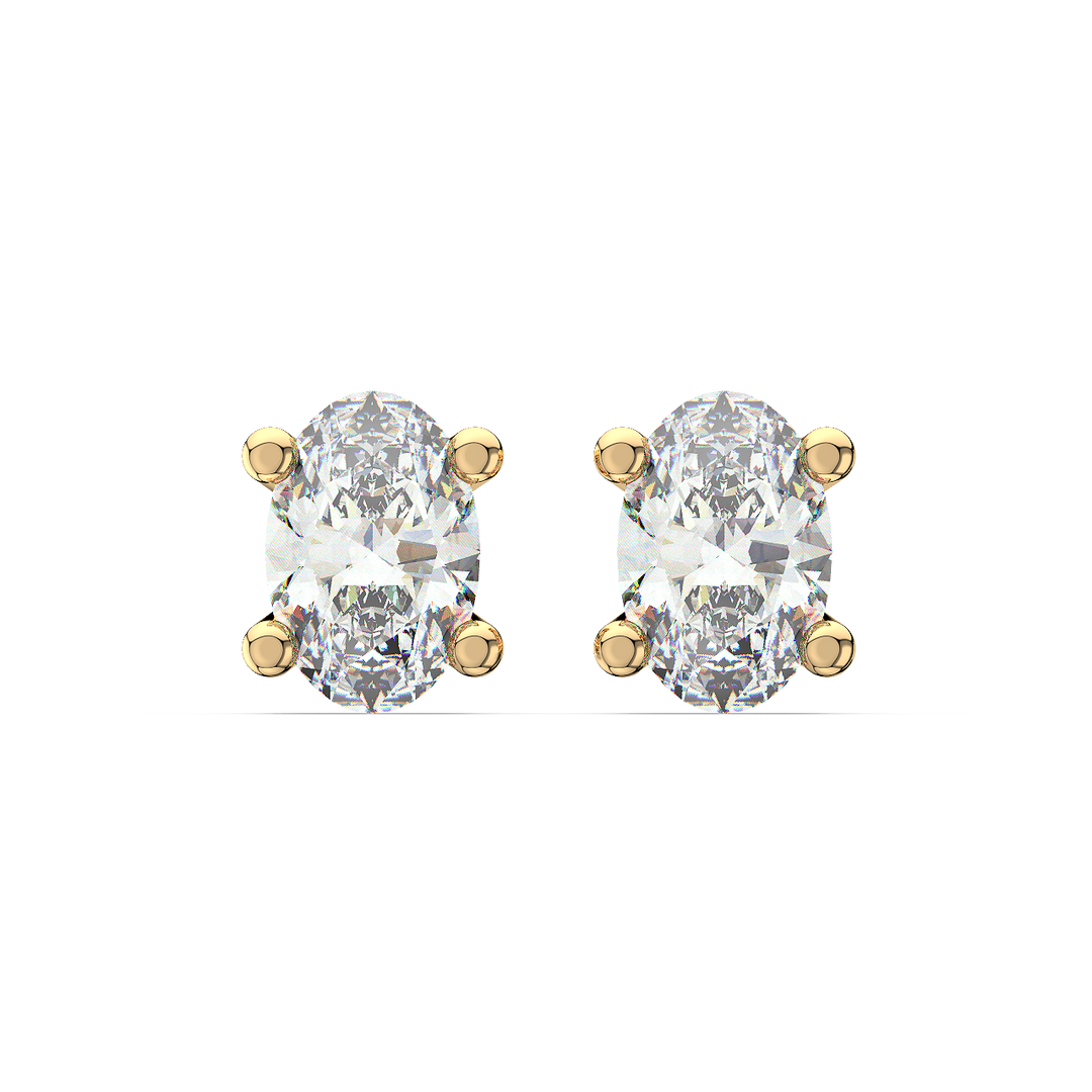Solitaire Oval Lab Grown Diamond Studs Earrings by Stefee