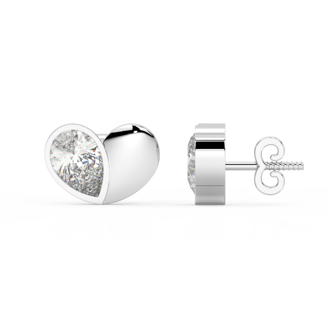 Little Lab Grown Diamond Heart Studs By Stefee Jewels