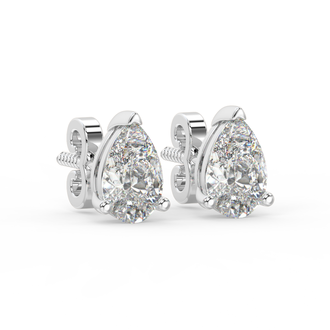 Solitaire Pear Lab Grown Diamond Studs Earrings by Stefee