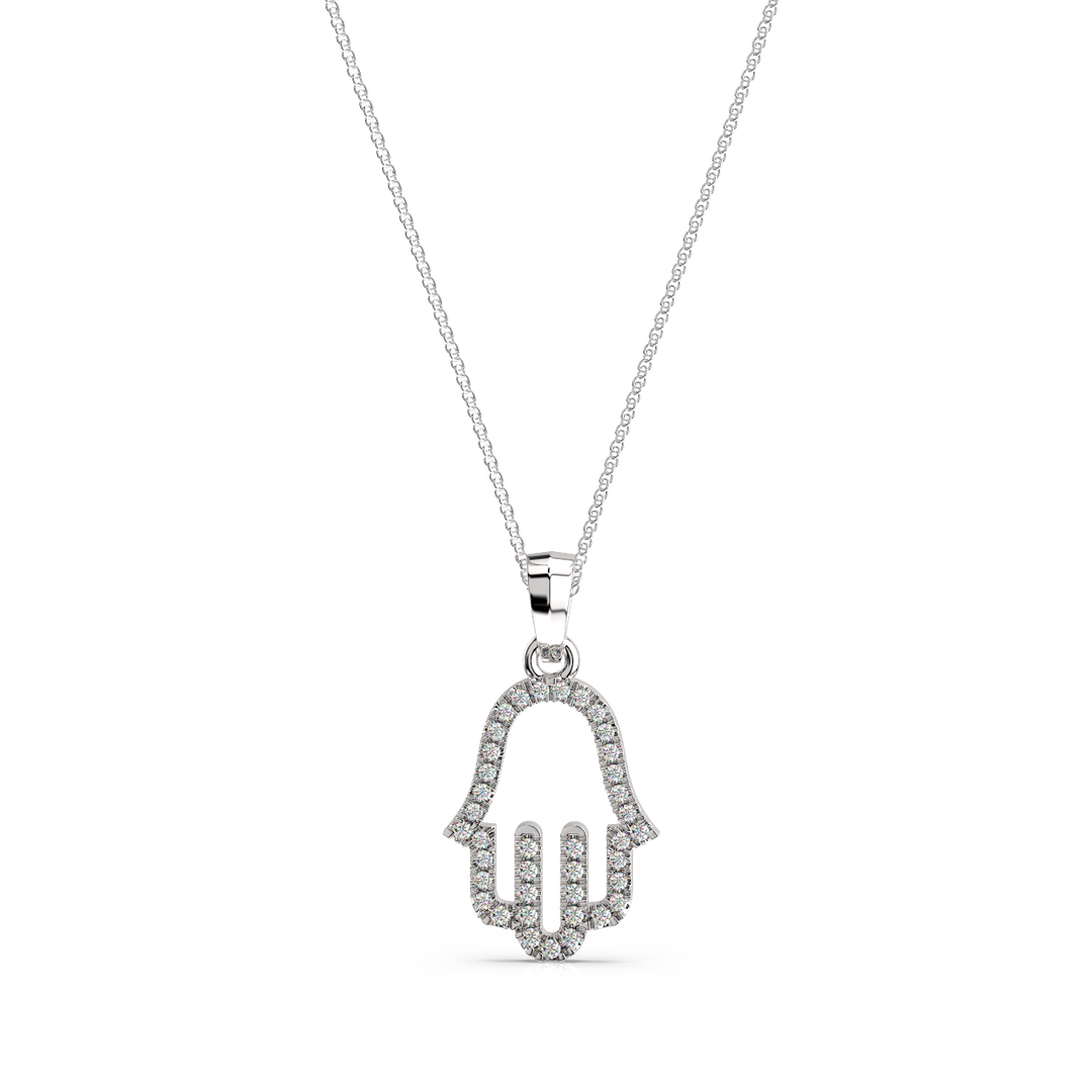 Hamsa Lab Grown Diamond Pendant by Stefee