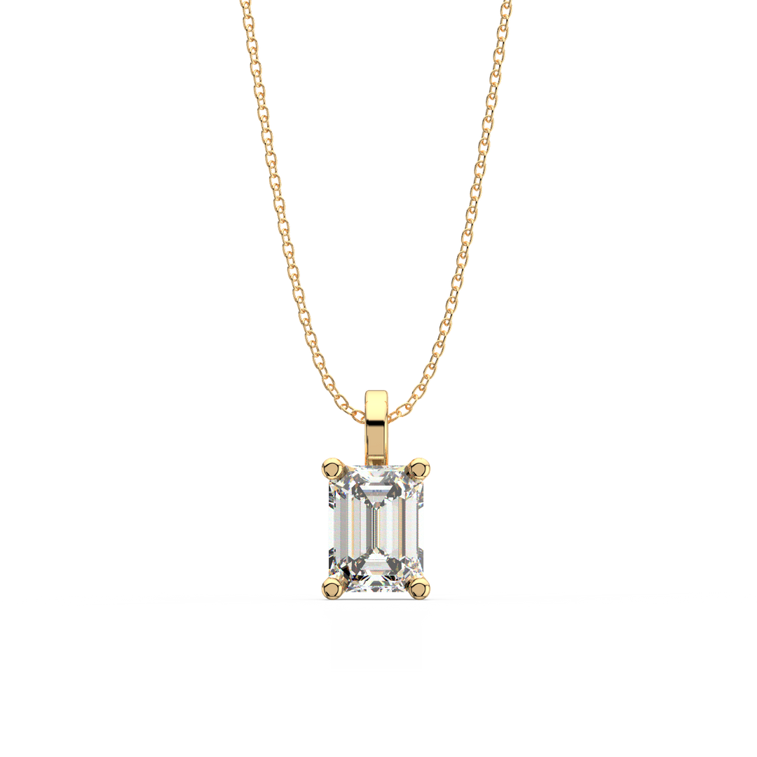 Solitaire Emerald Lab Grown Diamond Pendant by Stefee