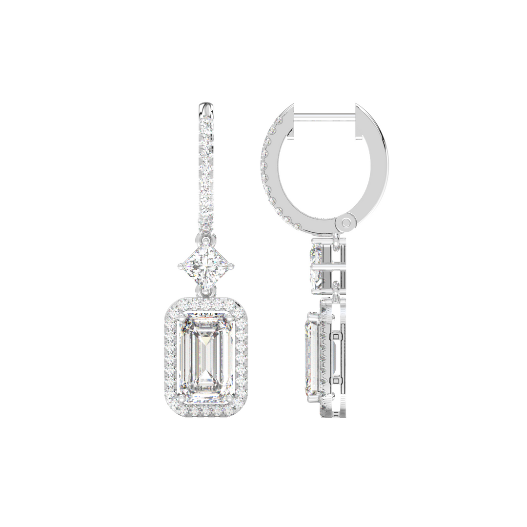 Emrald-Cut Drop  Lab Grown Diamond Earrings By Stefee Jewels