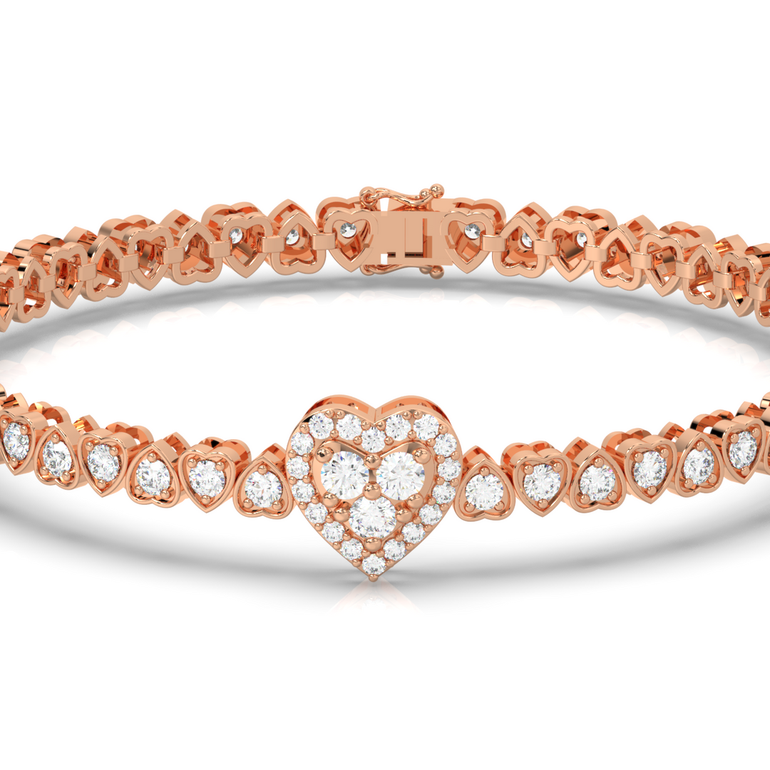 Heart Shaped Lab Grown Diamond Bracelet by Stefee Jewels