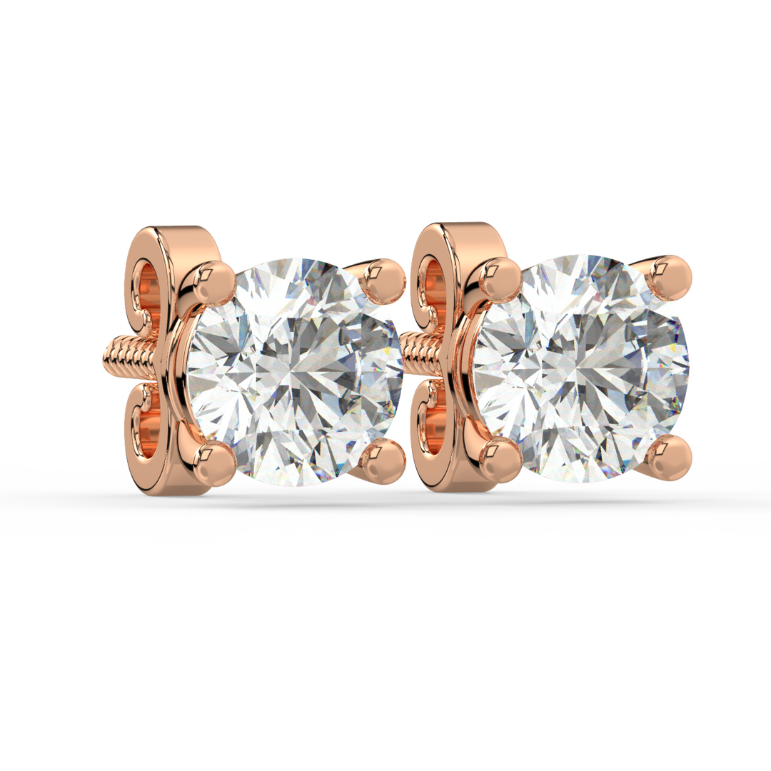 Solitaire Round Lab Grown Diamond Studs Earrings by Stefee