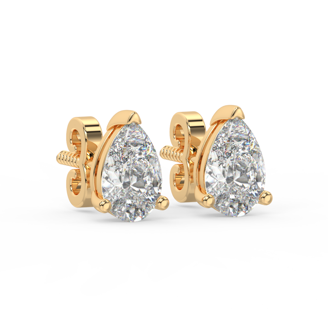 Solitaire Pear Lab Grown Diamond Studs Earrings by Stefee