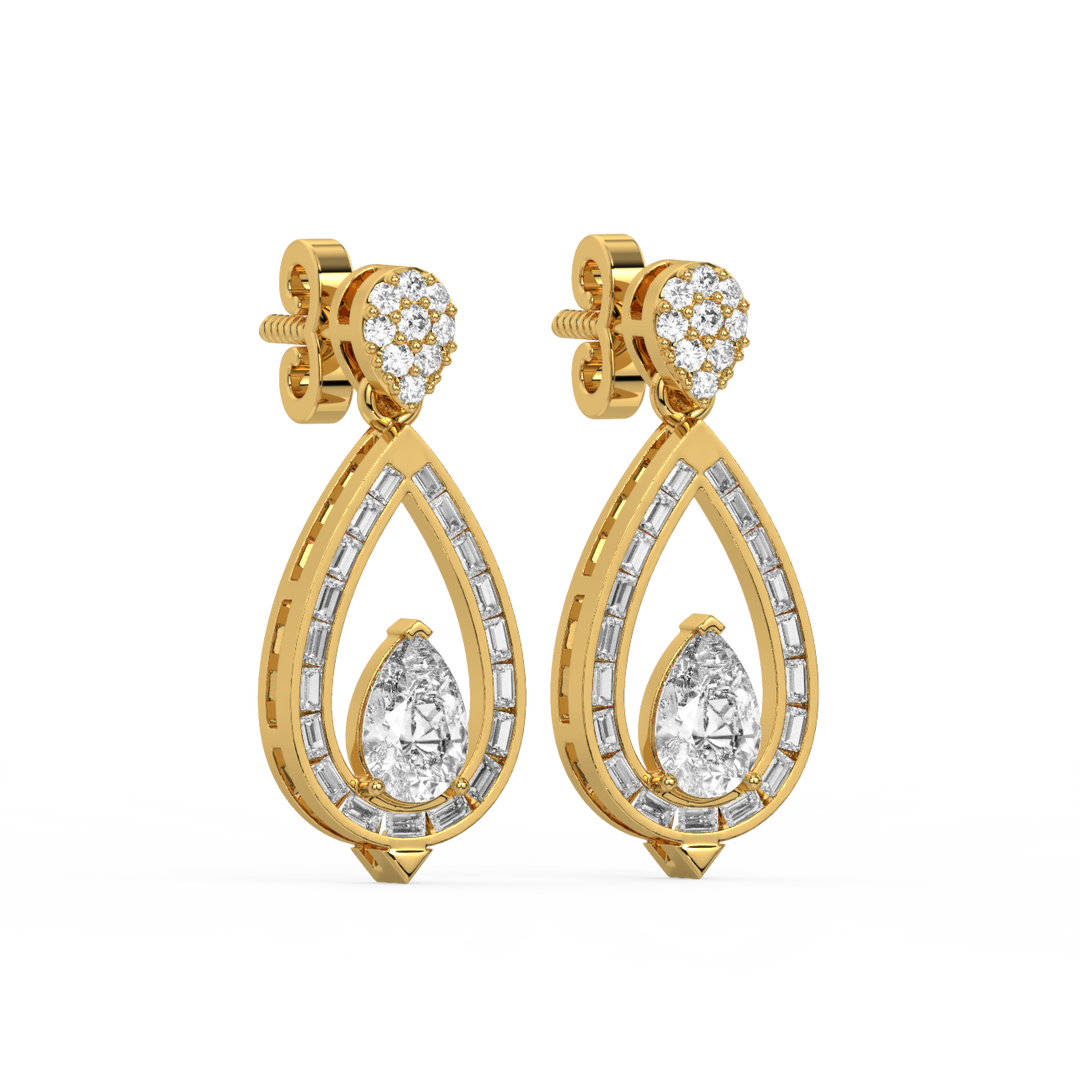 Subburst Pearl Lab Grown Diamond Drop Earrings by Stefee Jewels