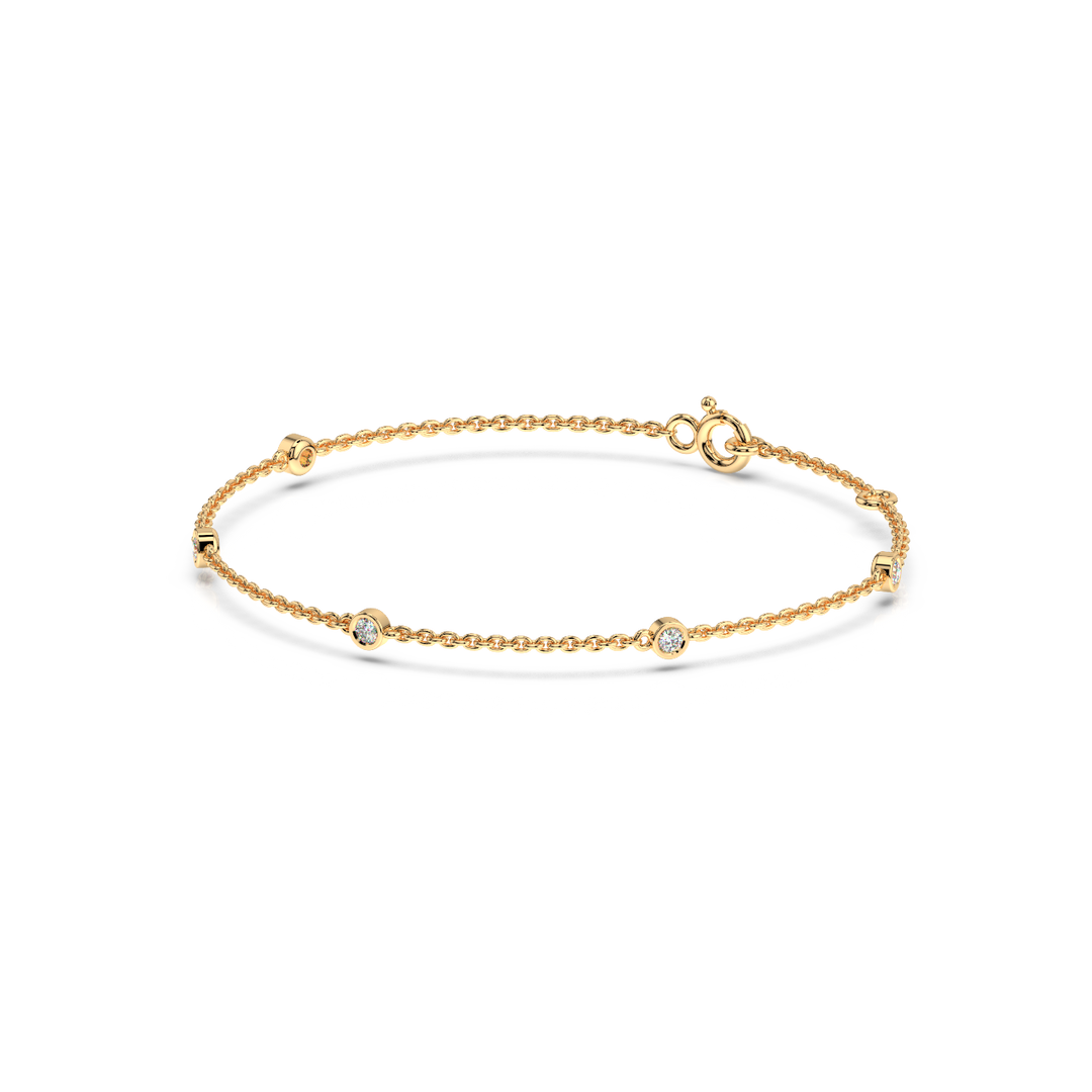 Bazel Set 5 Lab Grown Diamond Bracelet by Stefee