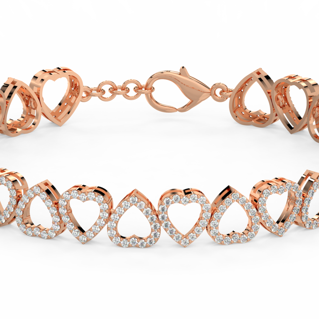 Locked Hearts Lab Grown Diamond Bracelet by Stefee Jewels