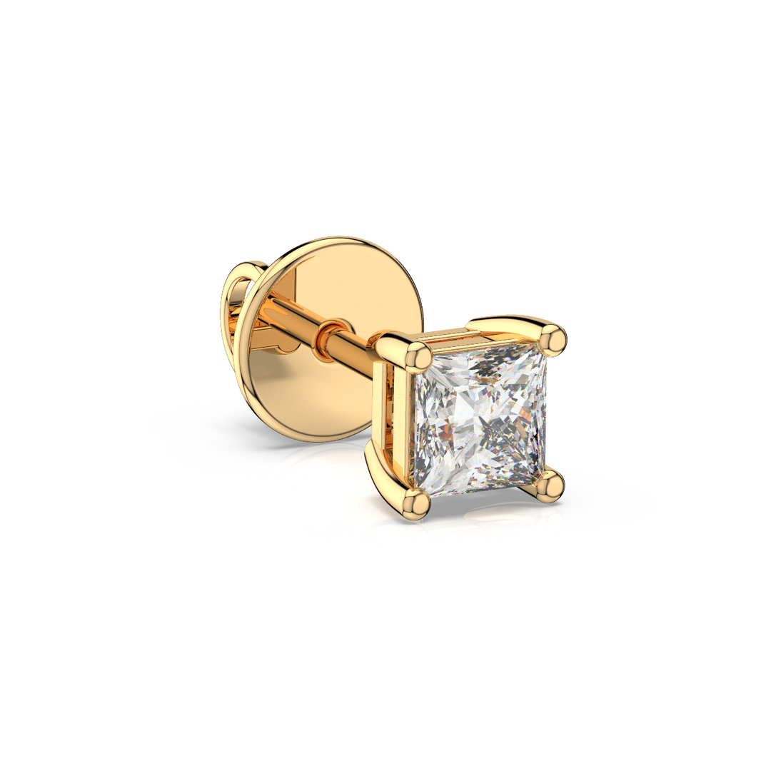 Solitaire Princess Lab Grown Diamond Studs Earrings by Stefee