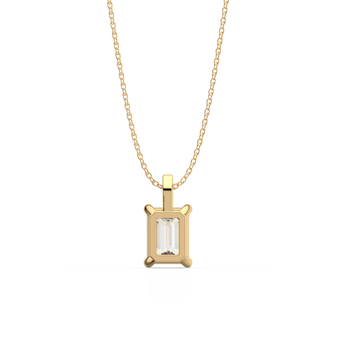 Solitaire Emerald Lab Grown Diamond Pendant by Stefee