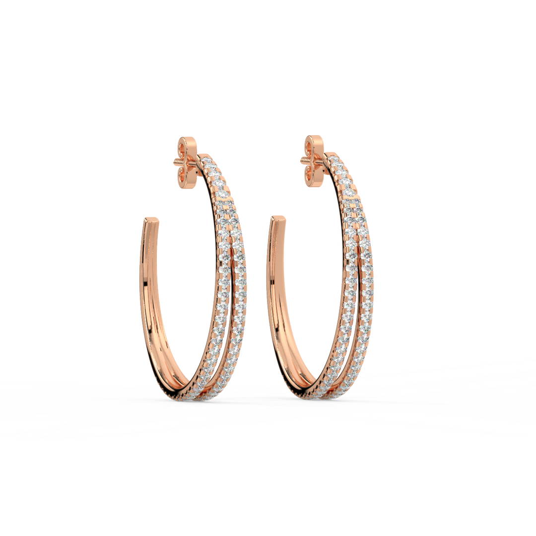 Double Hoop Lab Grown Diamond Earrings by Stefee