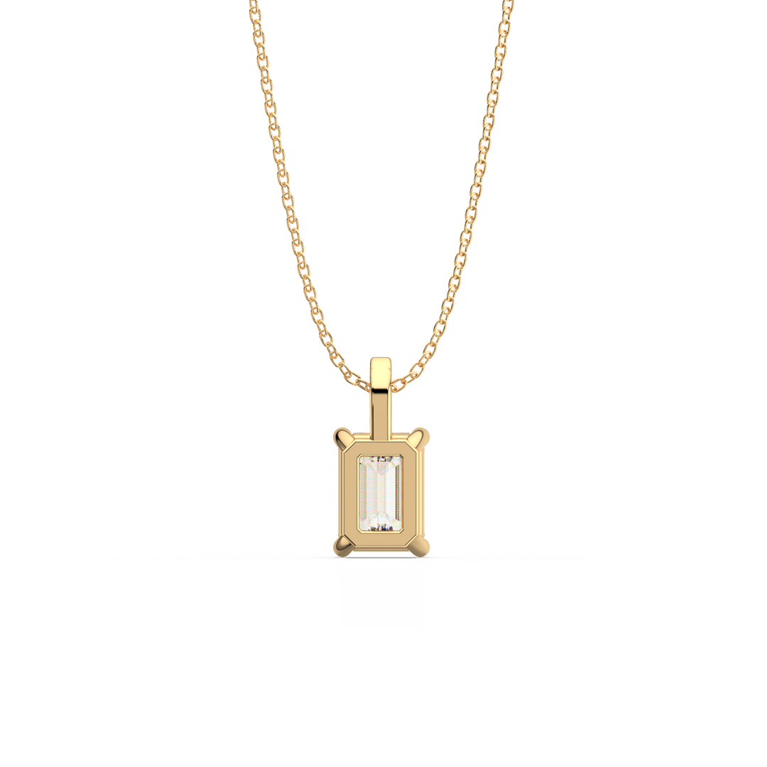 Solitaire Emerald Lab Grown Diamond Pendant by Stefee