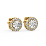 Load image into Gallery viewer, Round Halo Lab Grown Diamond Studs Earing by Stefee
