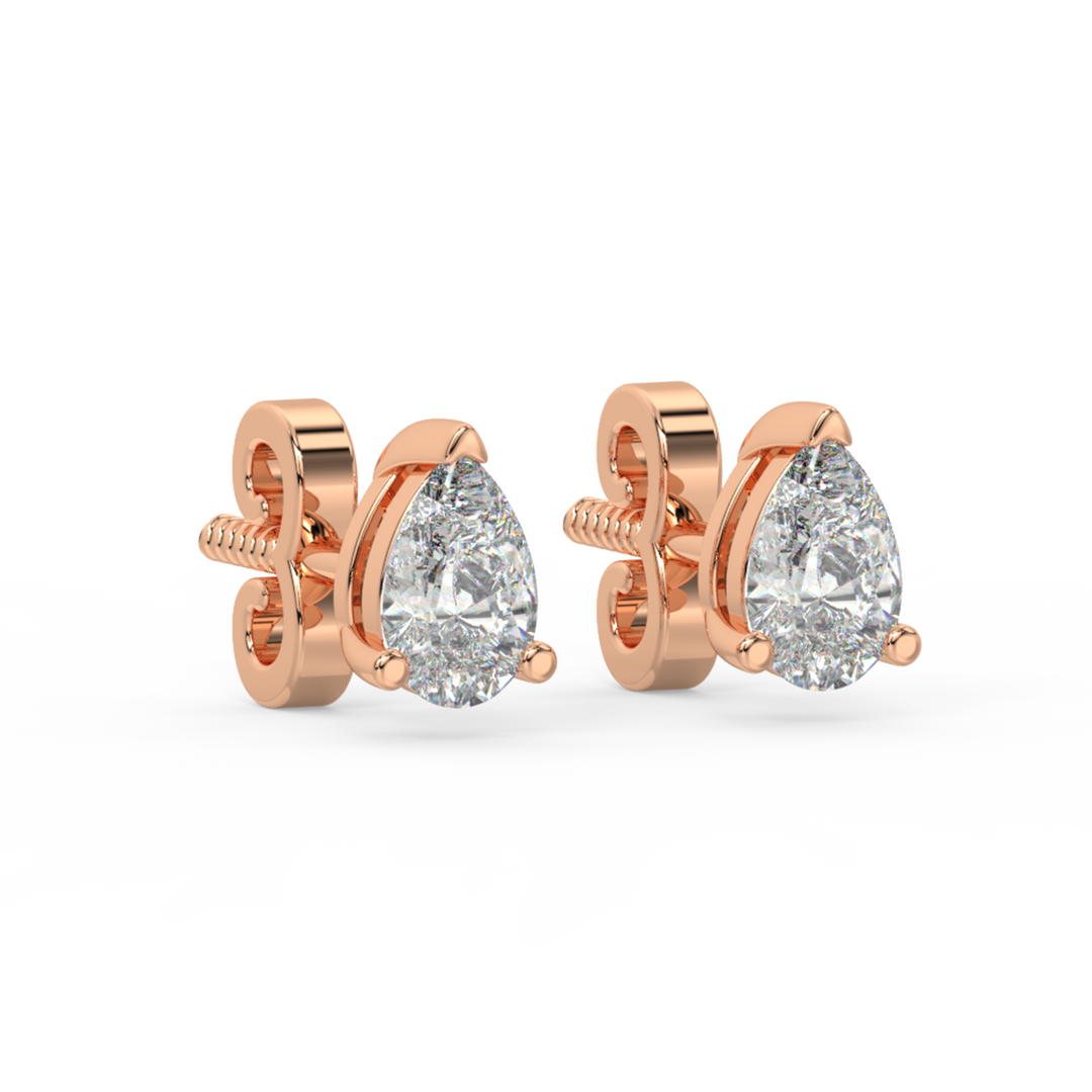 Solitaire Pear Lab Grown Diamond Studs Earrings by Stefee