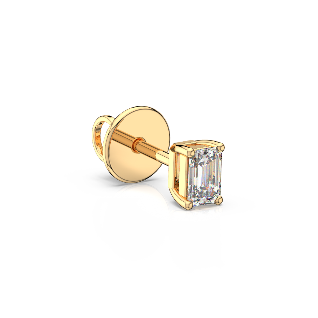 Solitaire Emerald Lab Grown Diamond Studs Earrings by Stefee