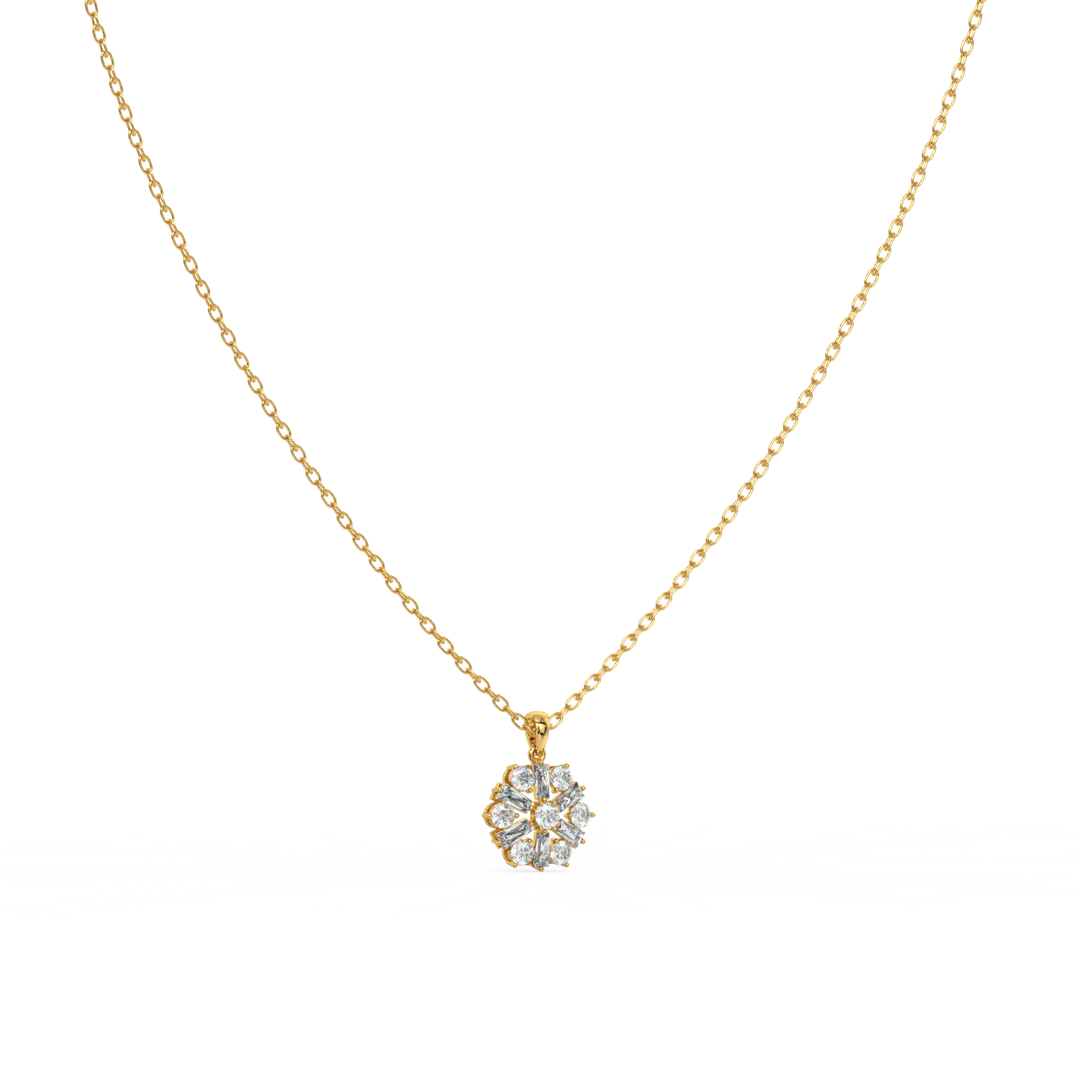 Radiant Flora Lab Grown Diamond  Pendant Set by Stefee Jewels