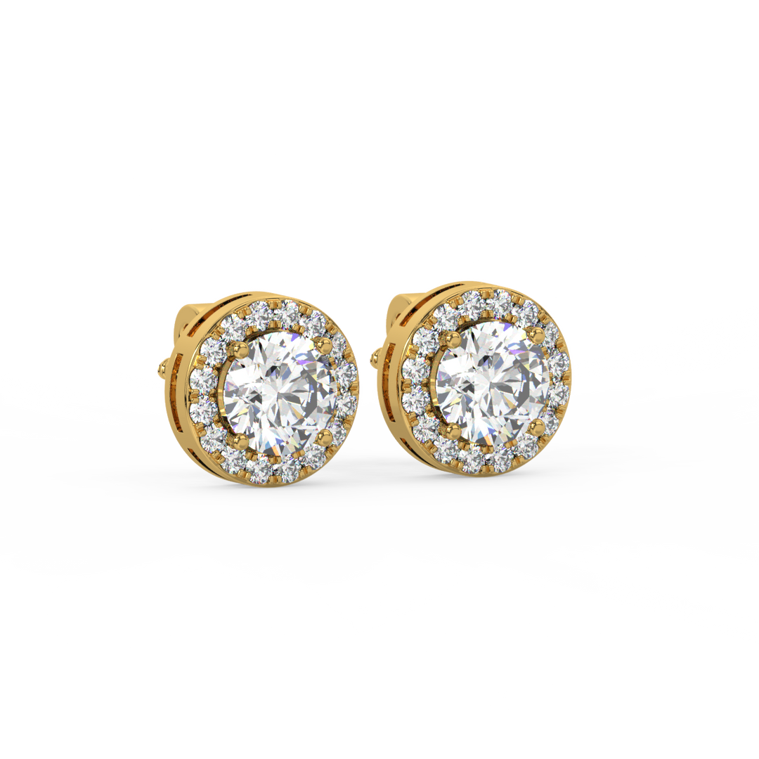 Lab Grown Diamond Round Halo Studs Earrings by Stefee