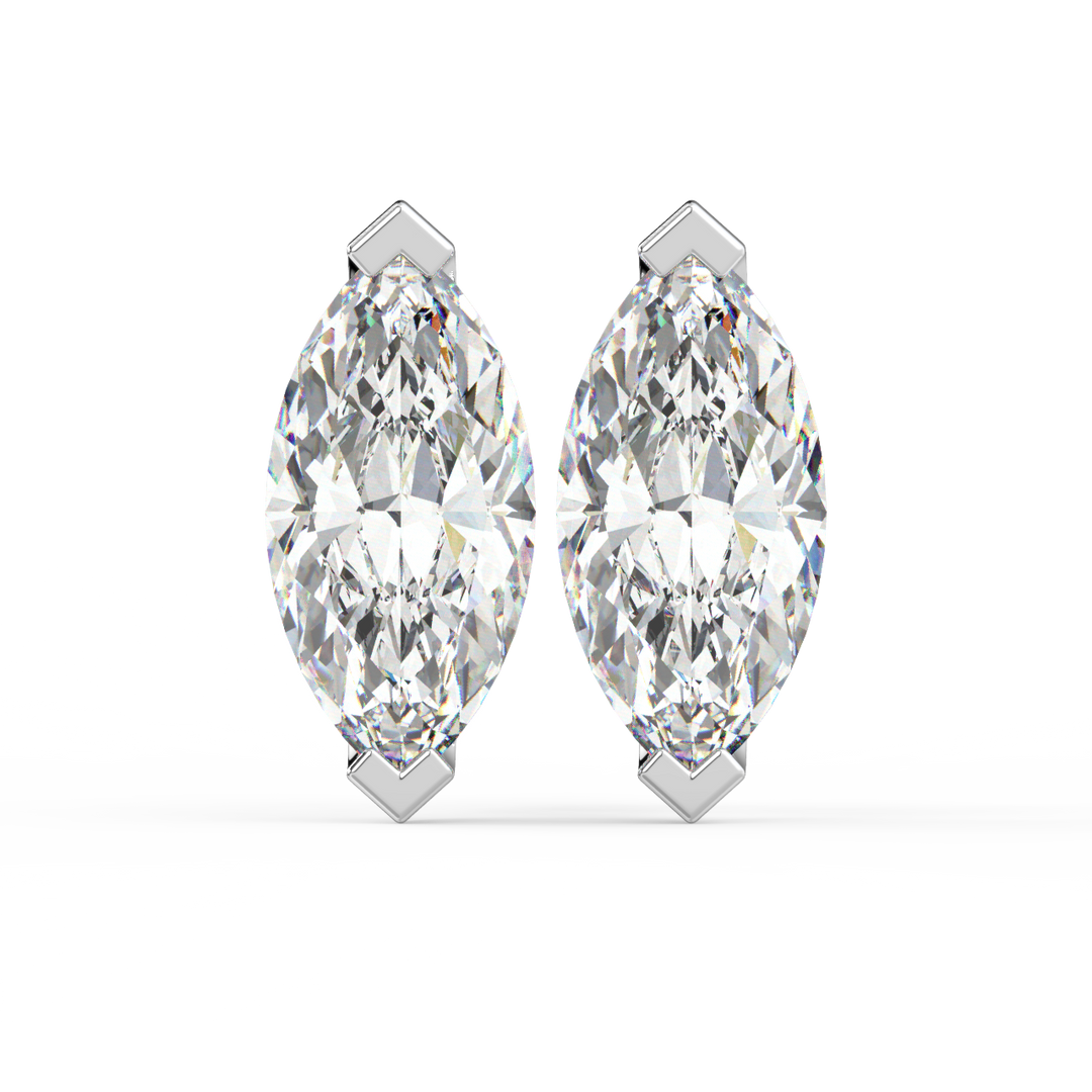 Solitaire Marquise Lab Grown Diamond Studs Earrings by Stefee