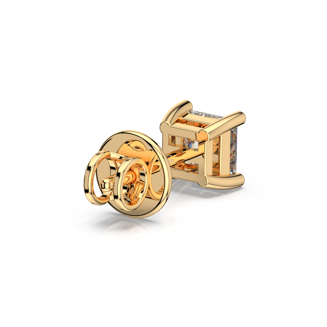 Solitaire Princess Lab Grown Diamond Studs Earrings by Stefee