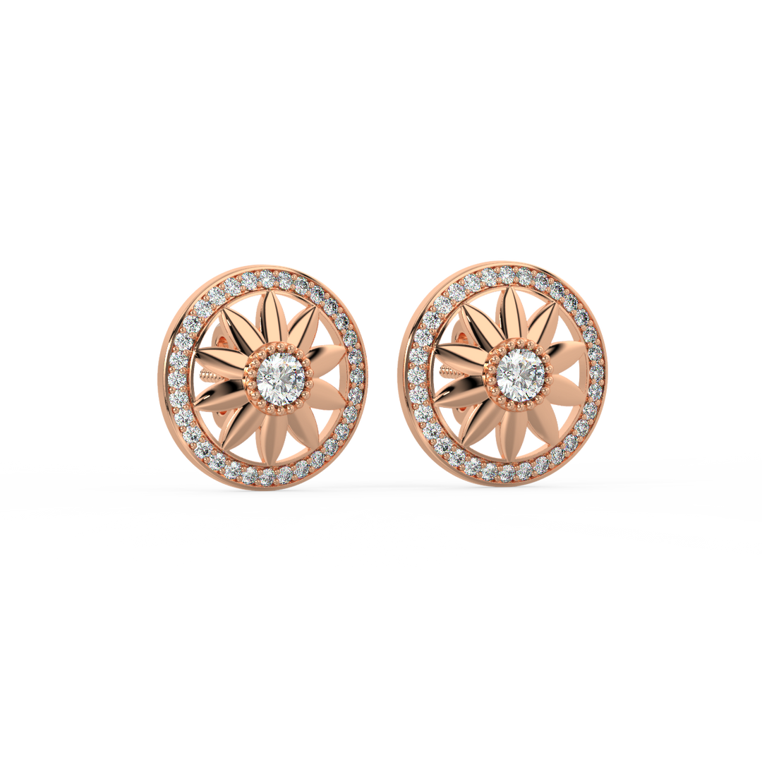 Radiant Round Lab Grown Diamond Studd Earrings by Stefee Jewels