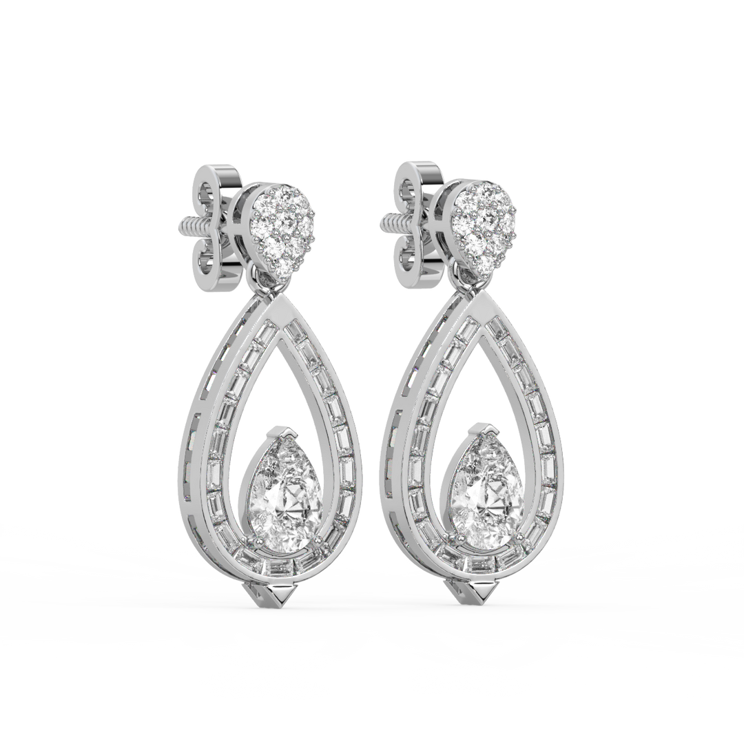 Subburst Pearl Lab Grown Diamond Drop Earrings by Stefee Jewels