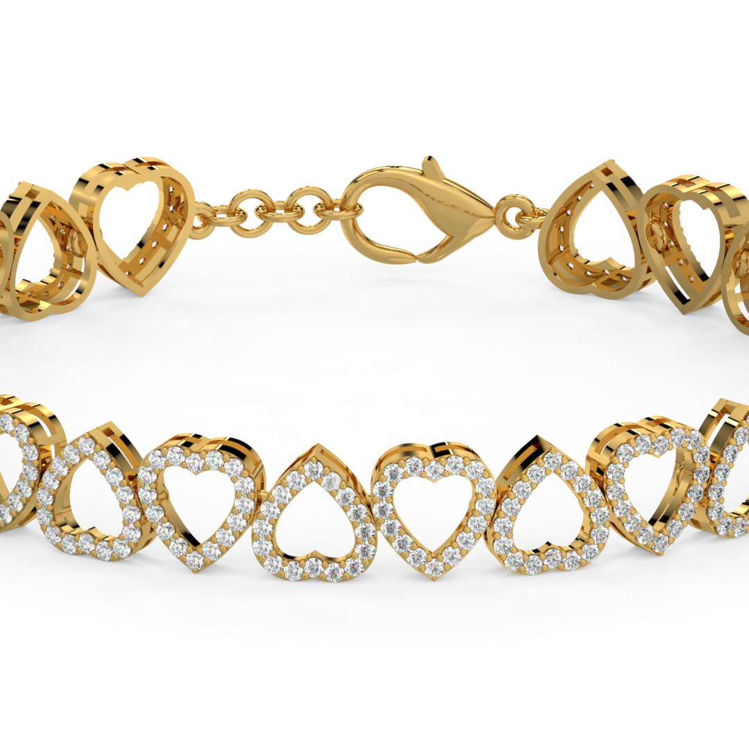 Locked Hearts Lab Grown Diamond Bracelet by Stefee Jewels