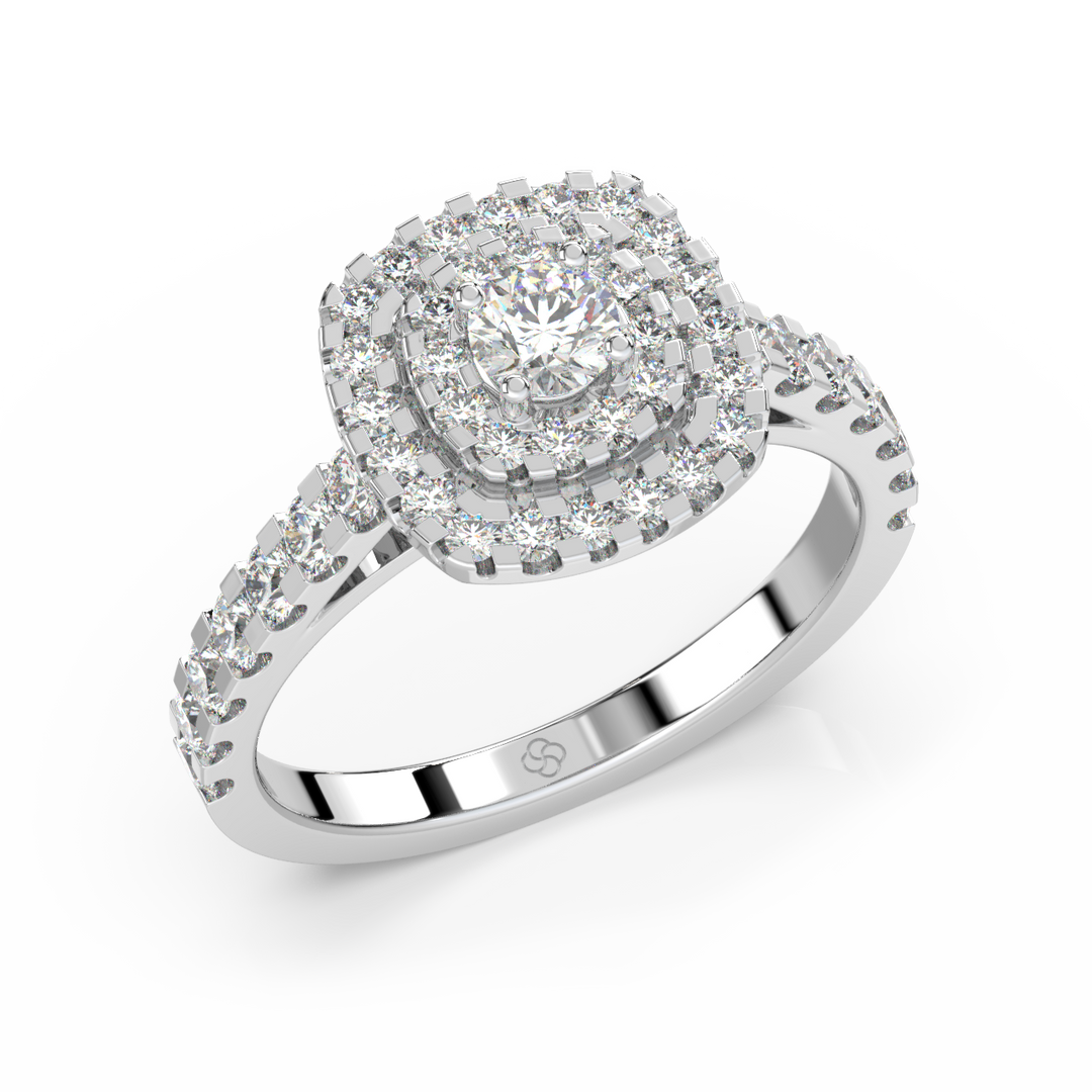 Double Halo Lab Grown - Engagement Diamond Ring by Stefee Jewels