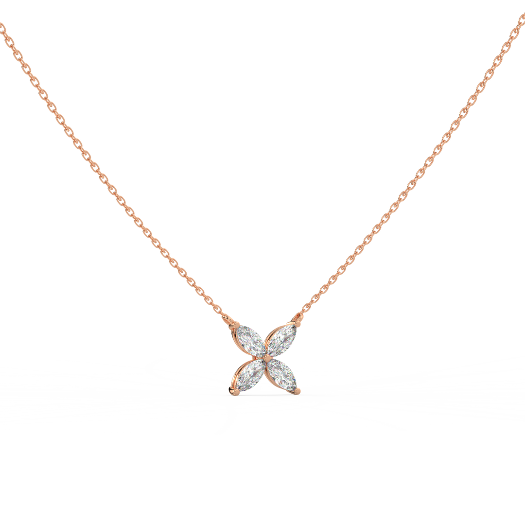 Marquise Flower Lab Grown Diamonds Necklace by Stefee