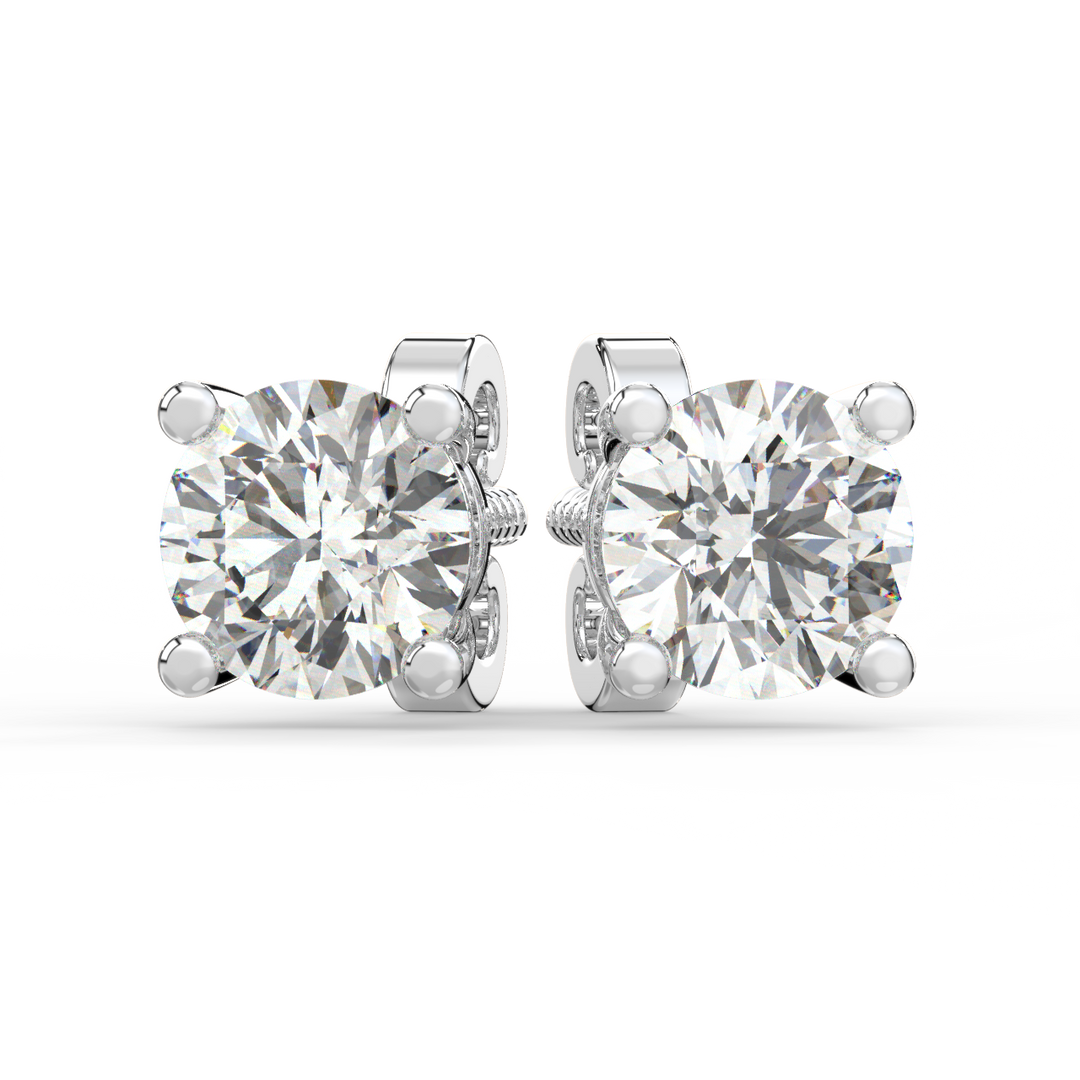 Solitaire Round Lab Grown Diamond Studs Earrings by Stefee