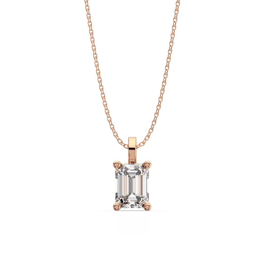 Solitaire Emerald Lab Grown Diamond Pendant by Stefee