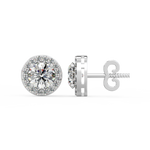 Load image into Gallery viewer, Lab Grown Diamond Round Halo Studs Earrings by Stefee
