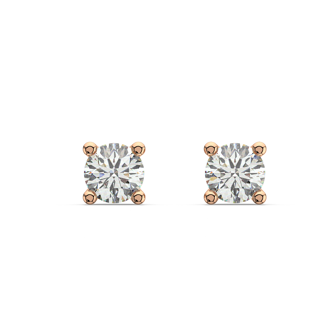 Solitaire Round Lab Grown Diamond Studs Earrings by Stefee