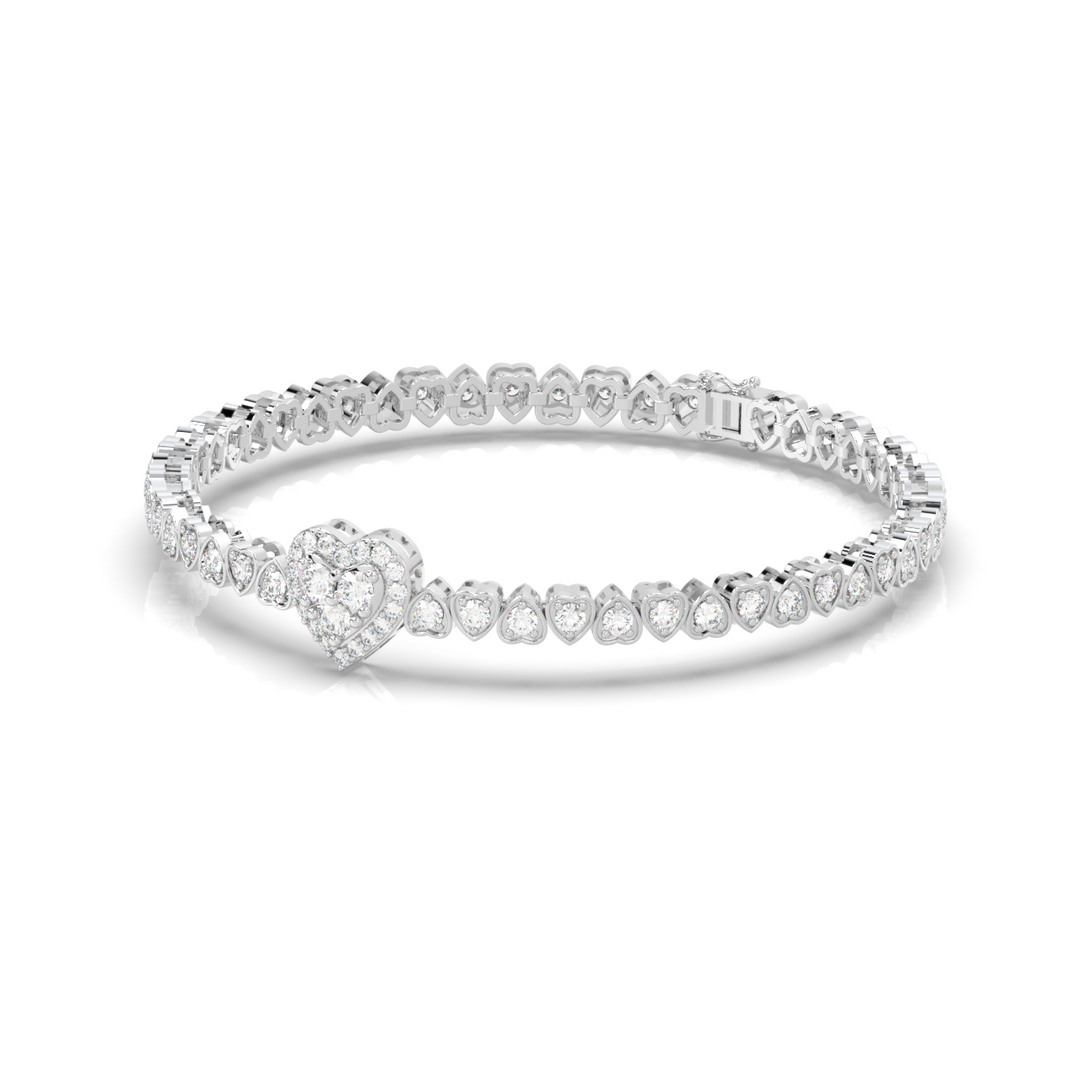 Heart Shaped Lab Grown Diamond Bracelet by Stefee Jewels