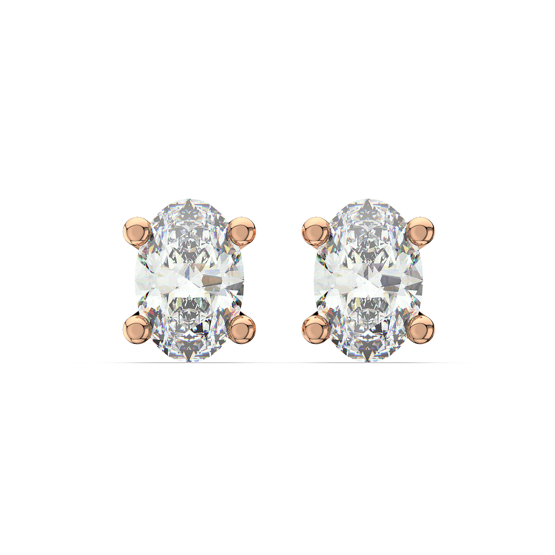 Solitaire Oval Lab Grown Diamond Studs Earrings by Stefee