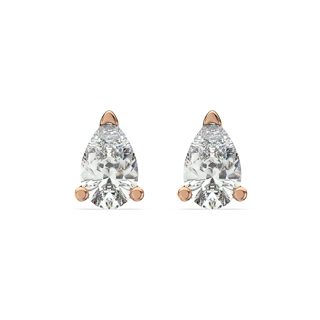 Solitaire Pear Lab Grown Diamond Studs Earrings by Stefee