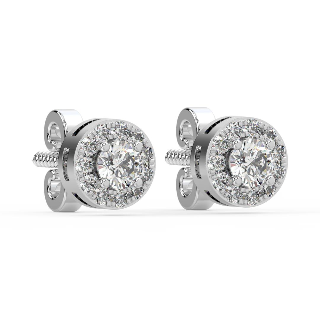 Lab Grown Diamond Round Halo Studs Earrings by Stefee