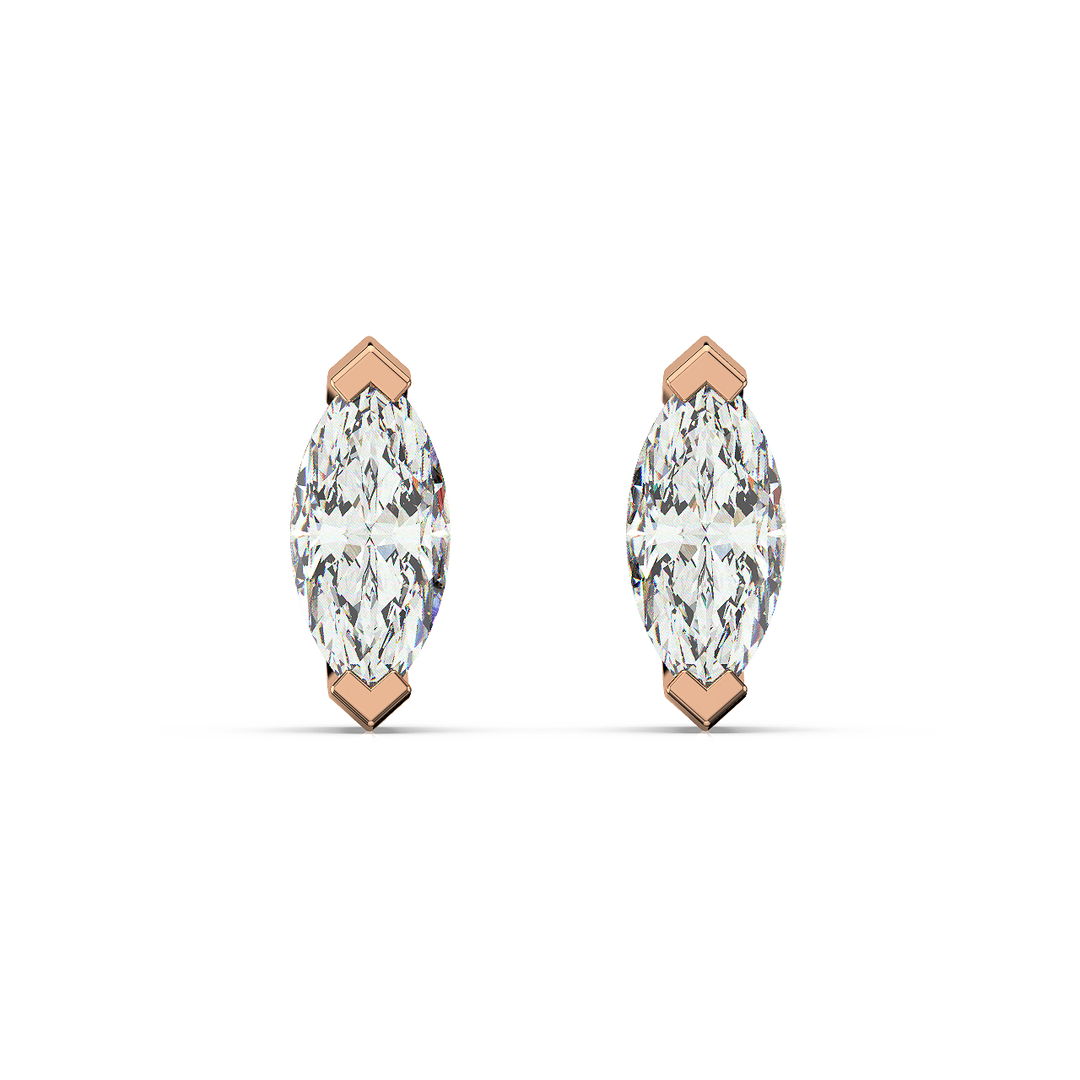 Solitaire Marquise Lab Grown Diamond Studs Earrings by Stefee