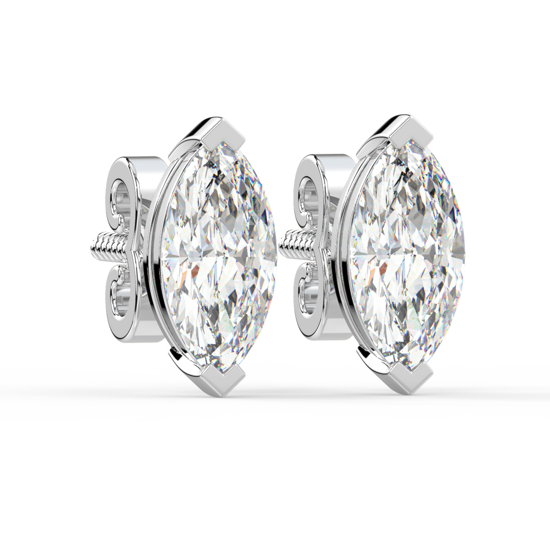 Solitaire Marquise Lab Grown Diamond Studs Earrings by Stefee