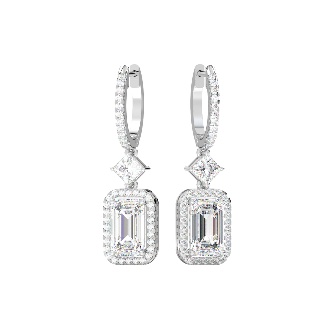 Emrald-Cut Drop  Lab Grown Diamond Earrings By Stefee Jewels