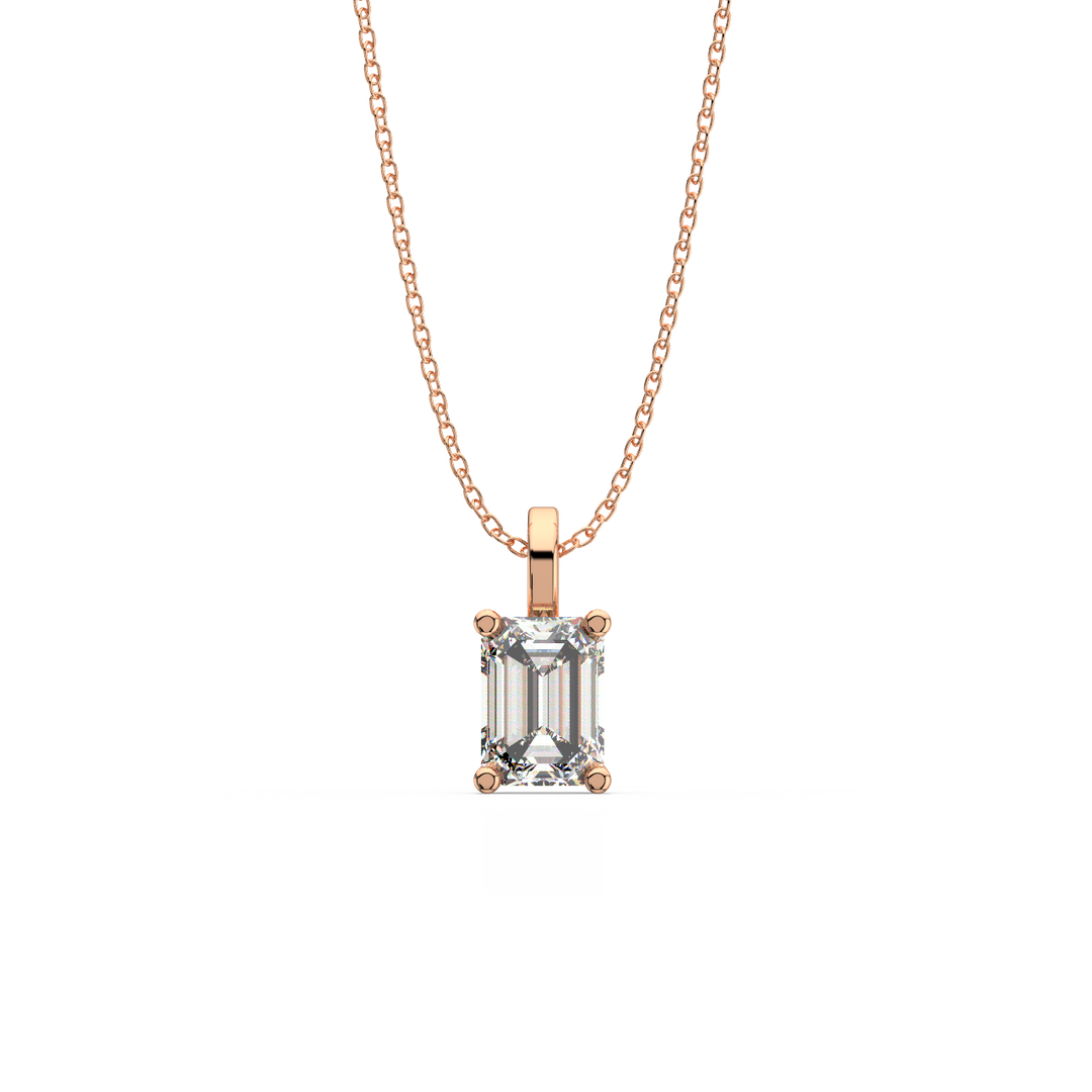 Solitaire Emerald Lab Grown Diamond Pendant by Stefee