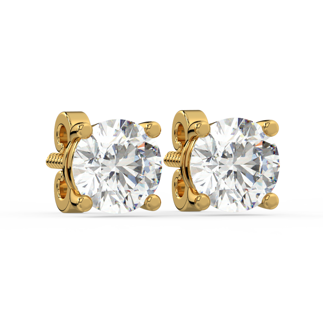 Solitaire Round Lab Grown Diamond Studs Earrings by Stefee