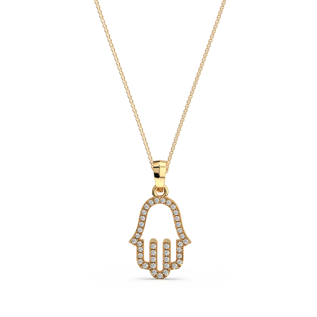 Hamsa Lab Grown Diamond Pendant by Stefee