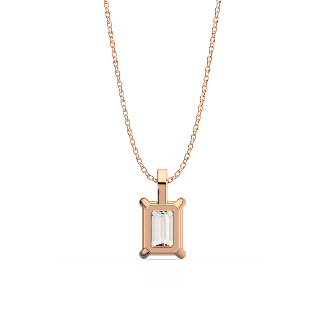 Solitaire Emerald Lab Grown Diamond Pendant by Stefee