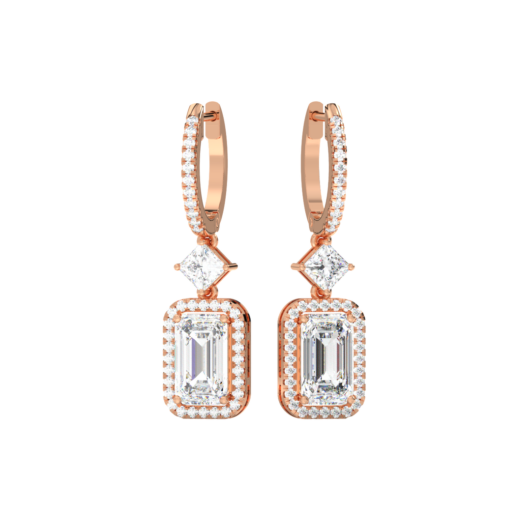 Emrald-Cut Drop  Lab Grown Diamond Earrings By Stefee Jewels